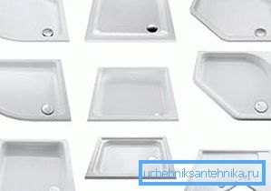Форма паддона можа быць самай рознай Форма паддона можа быць самай рознай