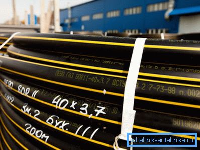 Газавая ПНД труба ў бухце Газавая ПНД труба ў бухце