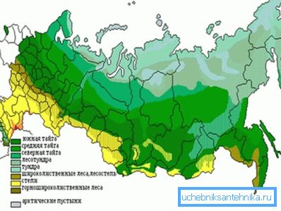 Кліматычныя зоны РФ.