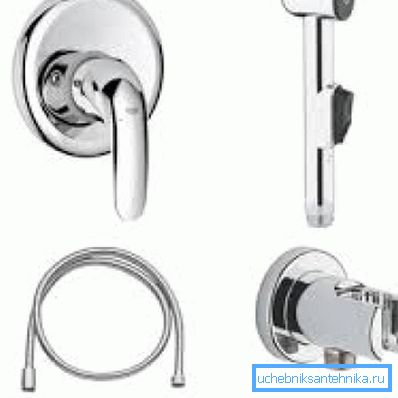 Камплект гігіенічнага душа са убудавальным змяшальнікам Grohe