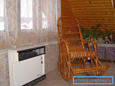 На фота - газавы канвектар, усталяваны ў пакоі