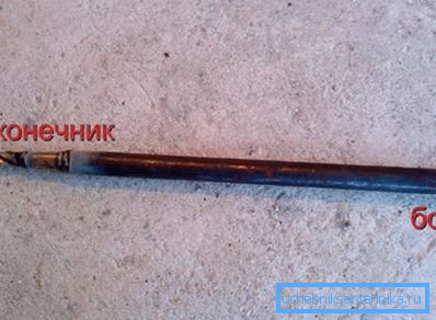З ніжняй часткі прывараны свердзел (наканечнік), зверху ніт - для злучэння