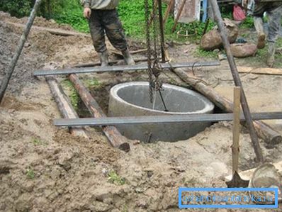 Спосаб апускання бетонных кольцаў Спосаб апускання бетонных кольцаў