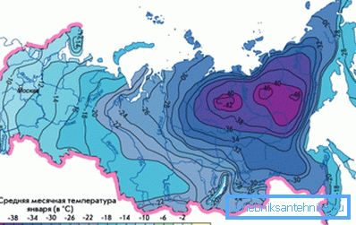 Сярэдняя тэмпература студзеня на карце краіны.