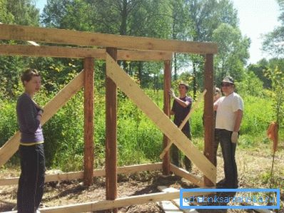 Будаўніцтва каркаса гадовага душа з распранальняй. Будаўніцтва каркаса гадовага душа з распранальняй.