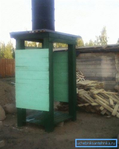 Тыповая канструкцыя гадовага душа з бочкай. Тыповая канструкцыя гадовага душа з бочкай.