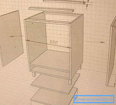 Тумба пад ракавіну на кухню сваімі рукамі - схема-чарцёж Тумба пад ракавіну на кухню сваімі рукамі - схема-чарцёж