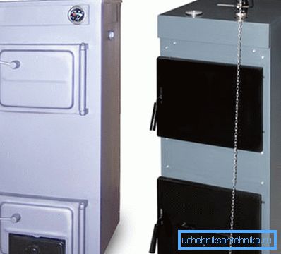 Цвёрдапаліўныя катлы ацяплення Дон з функцыяй пераходу на газ (справа) Цвёрдапаліўныя катлы ацяплення Дон з функцыяй пераходу на газ (справа)