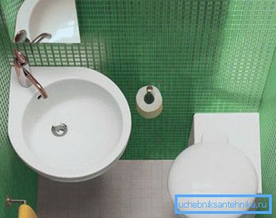 Кутняя падвесная ракавіна ў інтэр'еры санвузла Кутняя падвесная ракавіна ў інтэр'еры санвузла