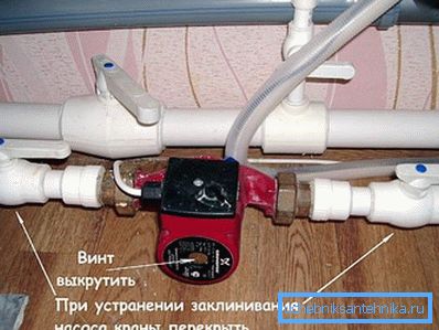 Ўстаноўка помпы на ацяпленне на обратку і шруба спуску паветра Ўстаноўка помпы на ацяпленне на обратку і шруба спуску паветра