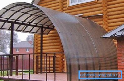 Веранда з профільнай трубы і полікарбаната